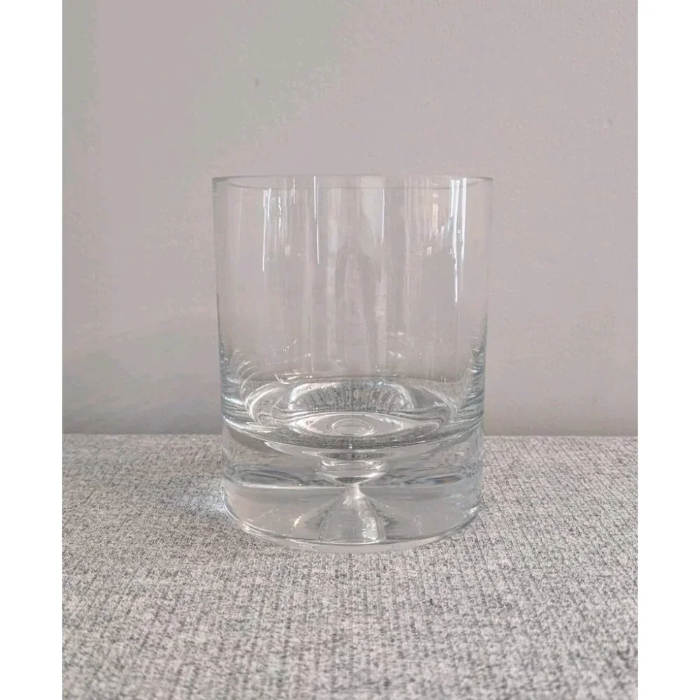 Krosno/Crate & Barrell Clear Cylindrical Glass Vase, 6 1/4" Bubble Base, VGC - Picture 2 of 6